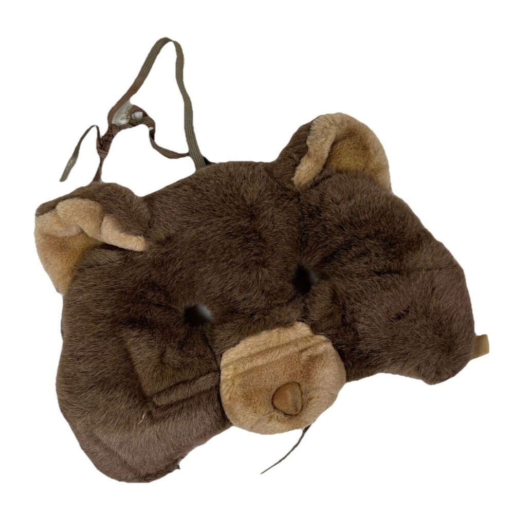 Vintage Chosun Brown Bear Plush Mask Faux Fur Animal Costume Halloween Cosplay